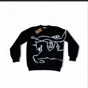Burberry Black and White Graphic Crewneck Sweater